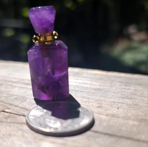 Amethyst deep purple 💜 gemstone crystal bottle pendant #AW2 - Picture 3 of 7